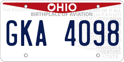 OH license plate GKA4098