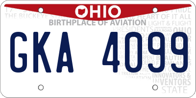 OH license plate GKA4099