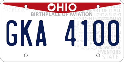 OH license plate GKA4100