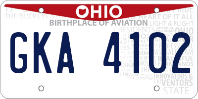 OH license plate GKA4102