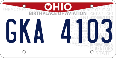 OH license plate GKA4103