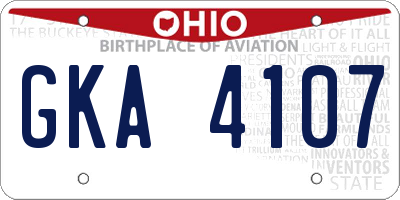 OH license plate GKA4107