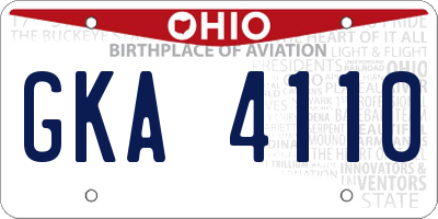 OH license plate GKA4110