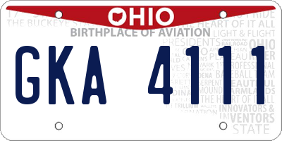 OH license plate GKA4111