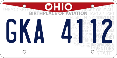 OH license plate GKA4112