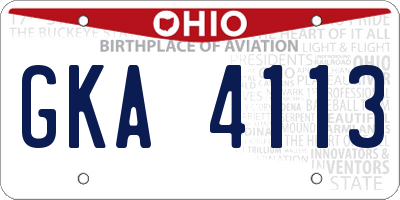 OH license plate GKA4113
