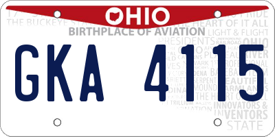 OH license plate GKA4115