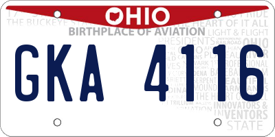 OH license plate GKA4116