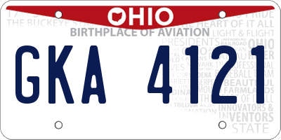 OH license plate GKA4121
