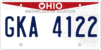 OH license plate GKA4122