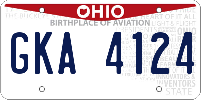OH license plate GKA4124