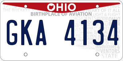 OH license plate GKA4134