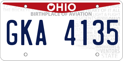 OH license plate GKA4135