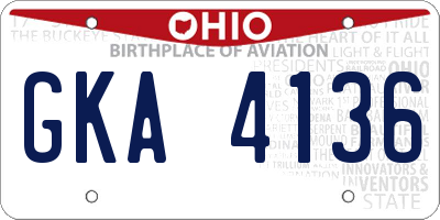 OH license plate GKA4136