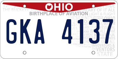 OH license plate GKA4137