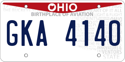 OH license plate GKA4140