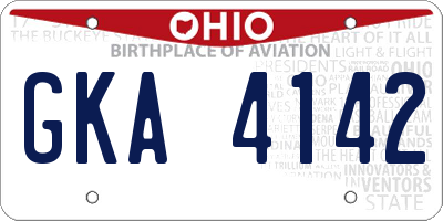 OH license plate GKA4142