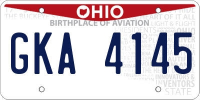 OH license plate GKA4145