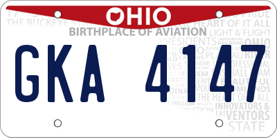 OH license plate GKA4147
