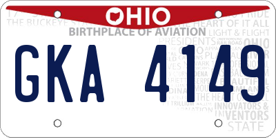OH license plate GKA4149