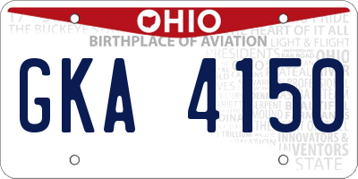OH license plate GKA4150