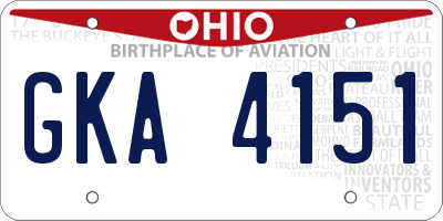 OH license plate GKA4151