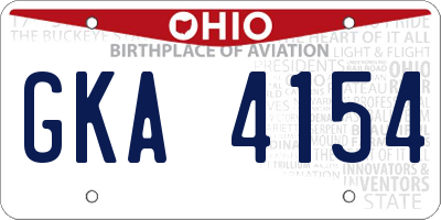 OH license plate GKA4154