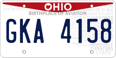 OH license plate GKA4158