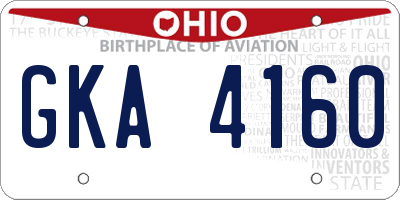OH license plate GKA4160