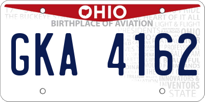 OH license plate GKA4162