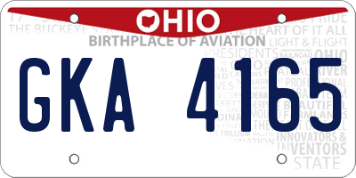 OH license plate GKA4165