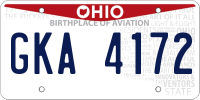 OH license plate GKA4172