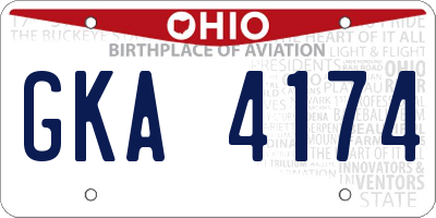 OH license plate GKA4174