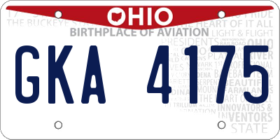 OH license plate GKA4175