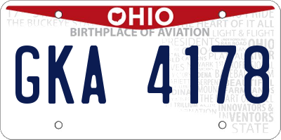 OH license plate GKA4178