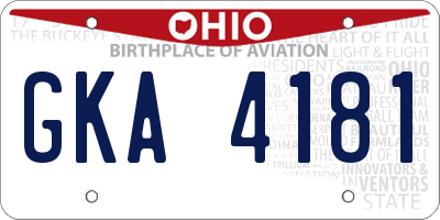 OH license plate GKA4181