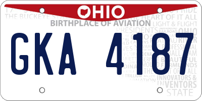 OH license plate GKA4187