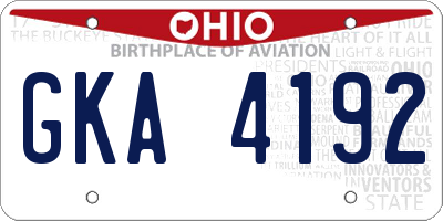 OH license plate GKA4192