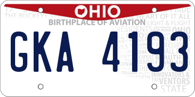 OH license plate GKA4193