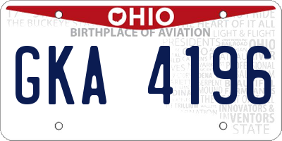 OH license plate GKA4196