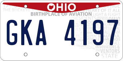 OH license plate GKA4197