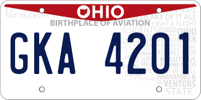 OH license plate GKA4201