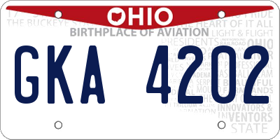 OH license plate GKA4202