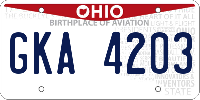OH license plate GKA4203