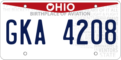 OH license plate GKA4208