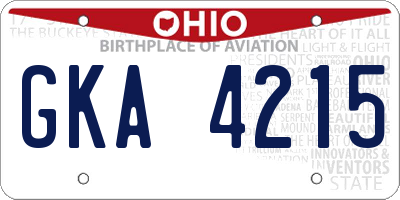 OH license plate GKA4215