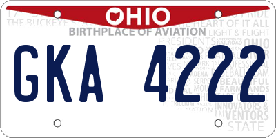OH license plate GKA4222