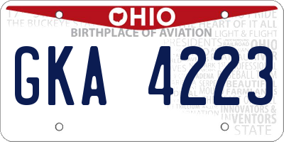 OH license plate GKA4223
