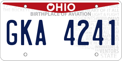 OH license plate GKA4241