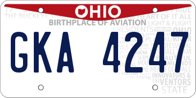 OH license plate GKA4247